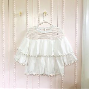 Double layer peplum and lace top